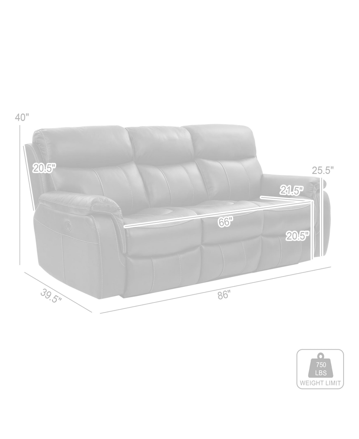 Armen Living Montague 86" Genuine Leather In Dual Power Headrest And Lumbar Support Reclining Sofa In Brown