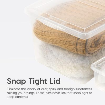 36 Quart Plastic Storage Bin Tote Organizing Container with Latching Lid, Stackable and Nestable, Clear, 4 Pack