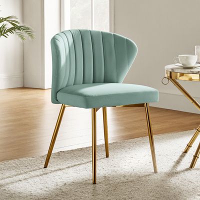 Aruna Velvet Side Chair with Metal Legs