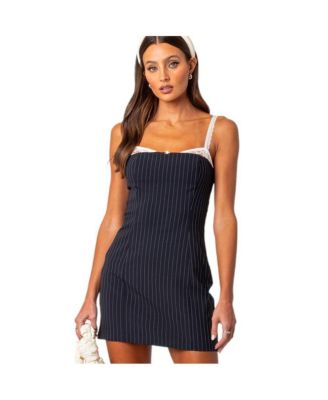 Women's Pinstripe bra detail mini dress