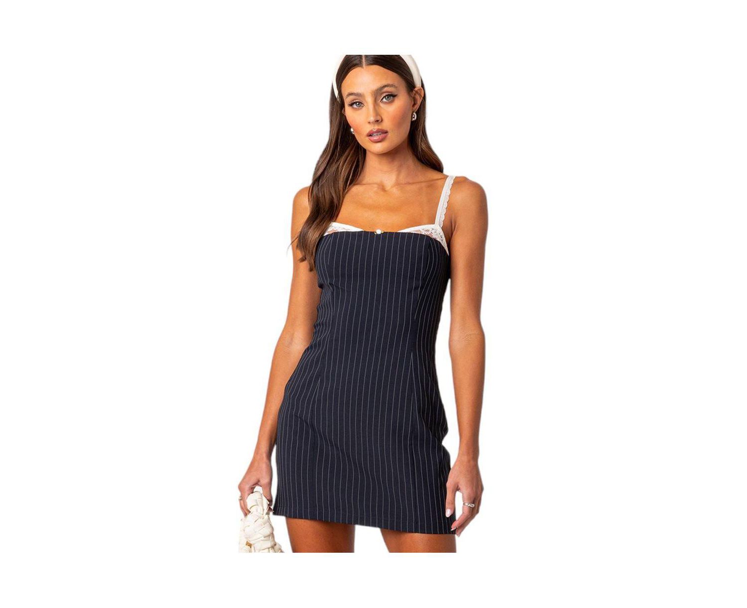 Women's Pinstripe bra detail mini dress