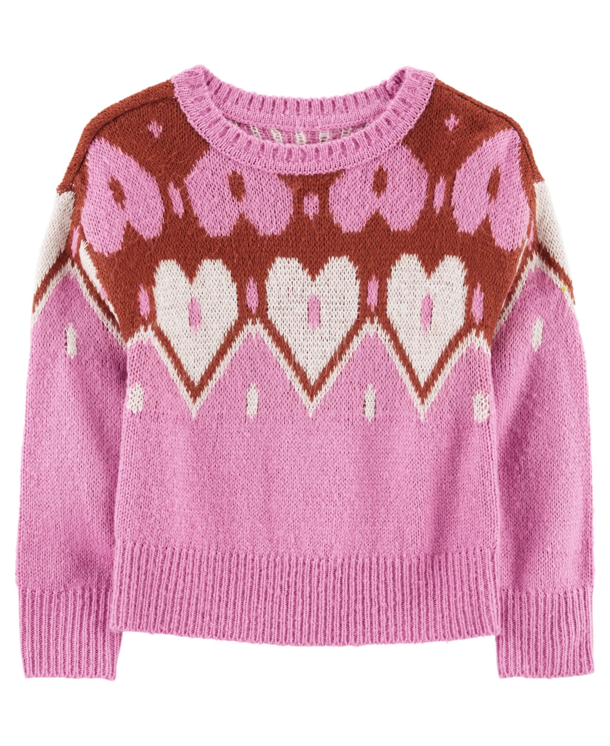 Carter's Babies' Toddler Girls Heart Mohair Like Pullover Sweater In Pink