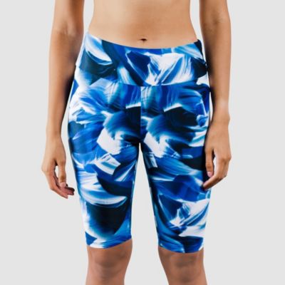 Women's Chlorine Resistant High Waisted Long Bike Swim Shorts