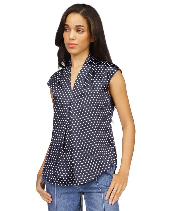 Dot Print V Neck