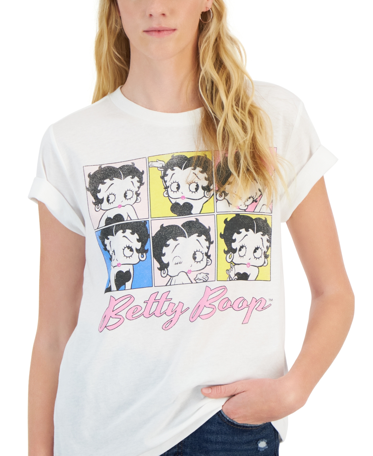 Shop Grayson Threads, The Label Juniors' Betty Boop Grids Graphic Tee In White