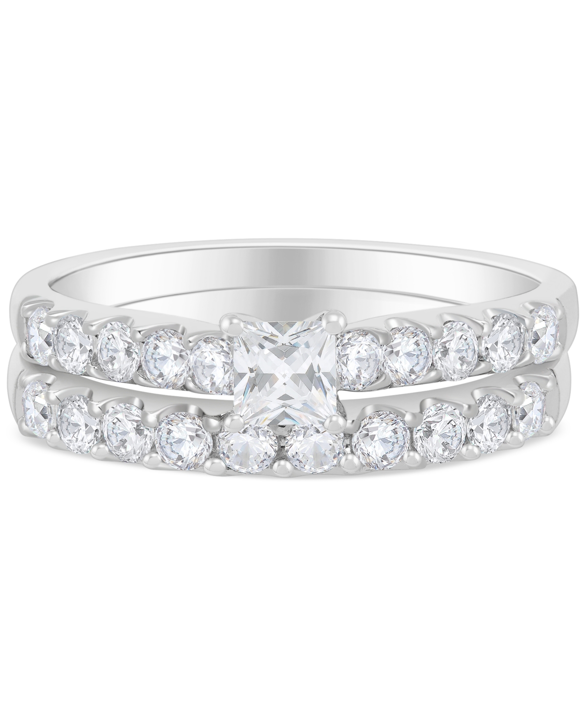 Macy's Diamond Princess-cut Bridal Set (1 Ct. T.w.) In 14k White Gold In White Gold