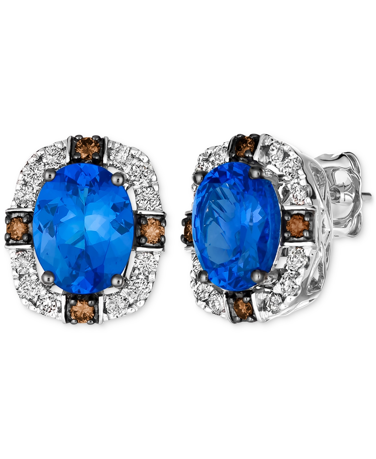 Le Vian Blueberry Tanzanite (3-3/8 Ct. T.w.) & Diamond (1/2 Ct. T.w.) Halo Stud Earrings In 14k White Gold In No Color