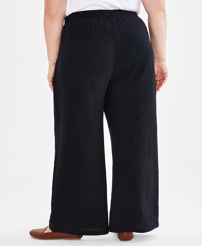 Style & Co Plus Size Gauze Wide-Leg Pull-On Pants, Created for Macy's ...
