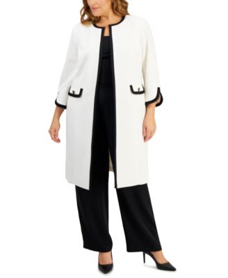 Kasper - Plus Size Stretch Crepe Framed Topper Jacket