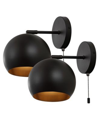 Tierra Modern Midcentury Iron LED Sconce with Pull Chain Switch (Set of 2)