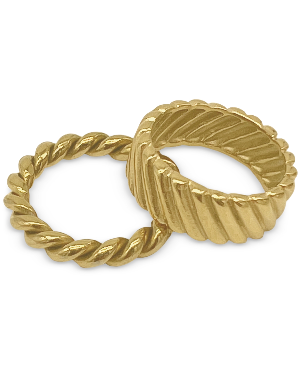Shop Adornia 14k Gold-plated 2-pc. Set Cable & Twist Rings