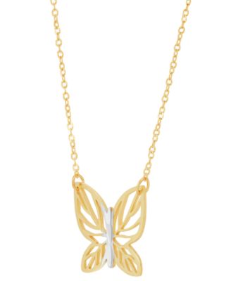Butterfly 17" Pendant Necklace in 10k Gold