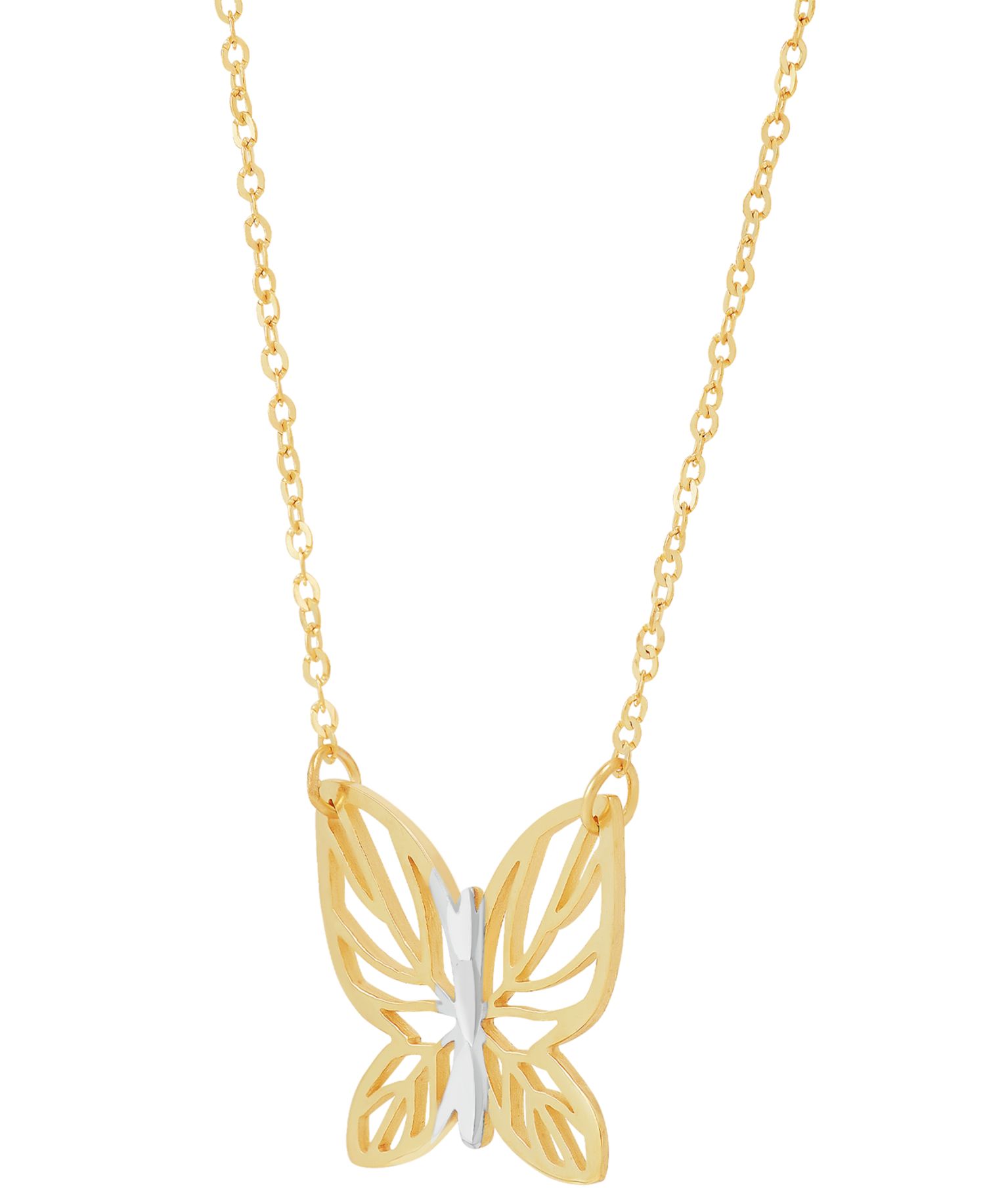 Butterfly 17" Pendant Necklace in 10k Gold