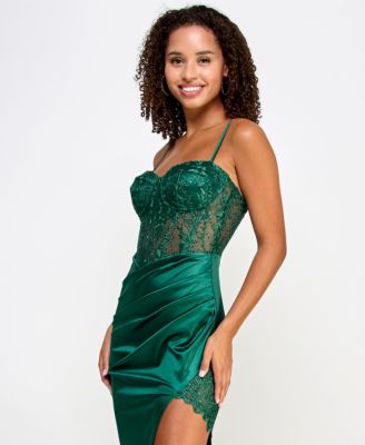 emerald green dress macys Summer Green Tunic Maxi Dress V Neck Robe Femme Belt Elegant Ruffles P –  Mega Mart Center main image 1