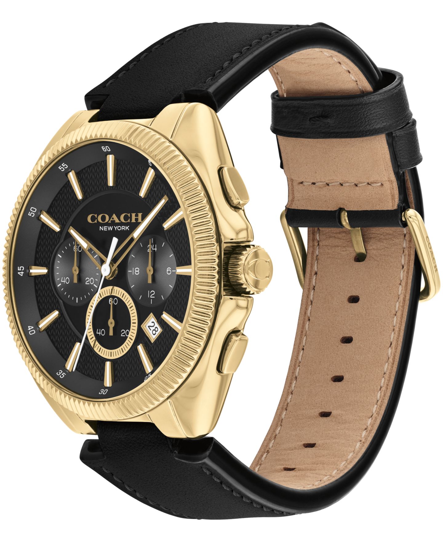 Мужские часы Coach Jackson Black Leather Strap Watch 45mm — фото 2
