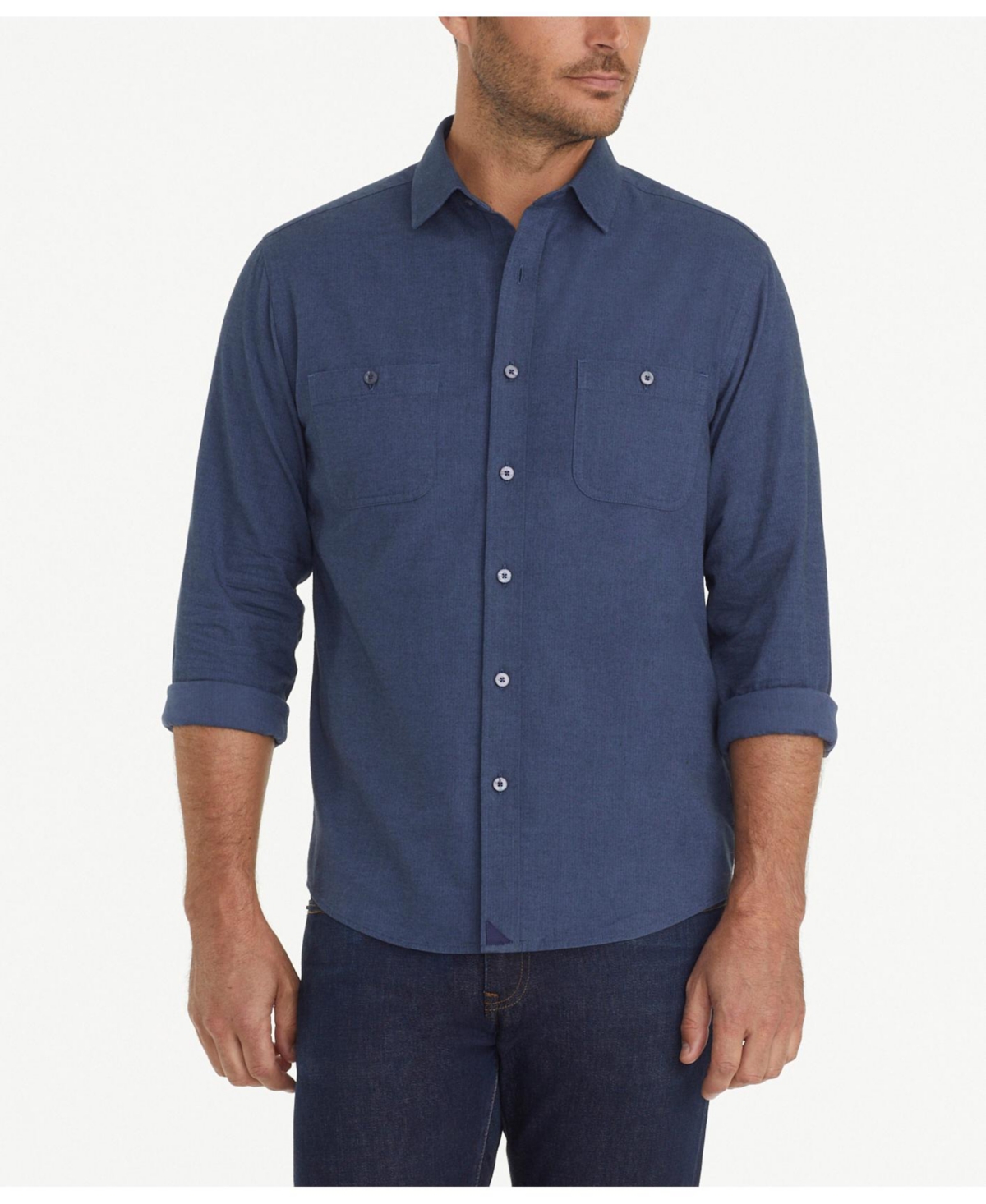Men's Slim Fit Hemsworth Flannel Button Up Shirt - Blue