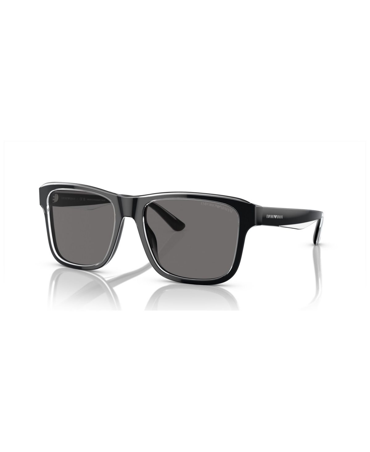 Shop Emporio Armani Men's Polarized Sunglasses, Polar Ea4208 In Shiny Black,top Crystal
