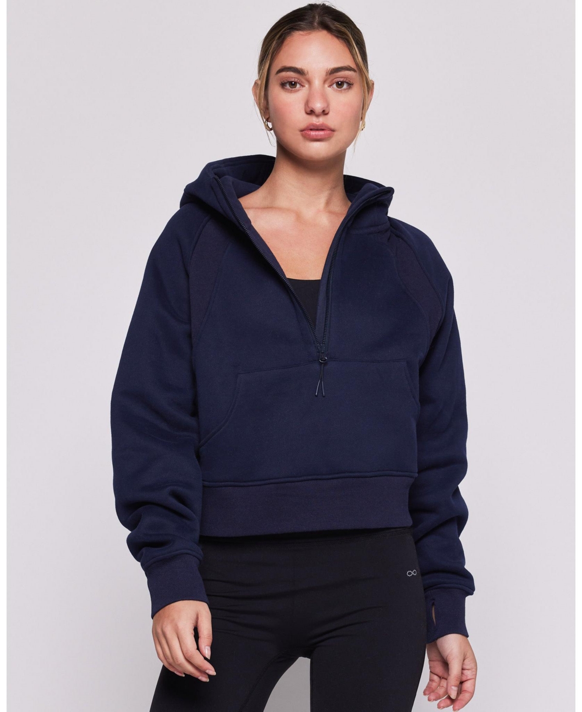 Effortless Fleece Half Zip Hoodie For Women - Matcha