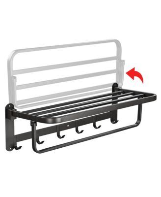 23" Wall Mounted Towel Rack 2 Tier Rail Holder Storage Shelf Hook Bathroom Hotel
