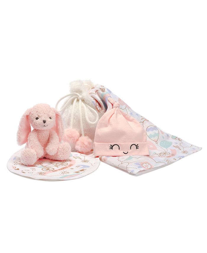 Lambs & Ivy 5 Piece Pink/White Bunny Infant/Newborn Baby Gift Set w