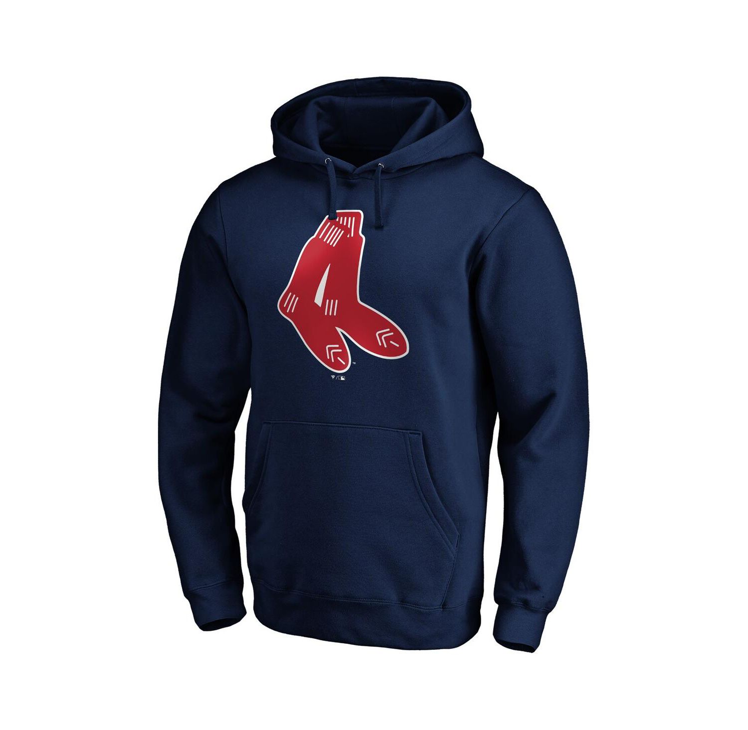Men's Navy Distressed Boston Red Sox Cooperstown Collection Huntington Logo Fitted Pullover Hoodie