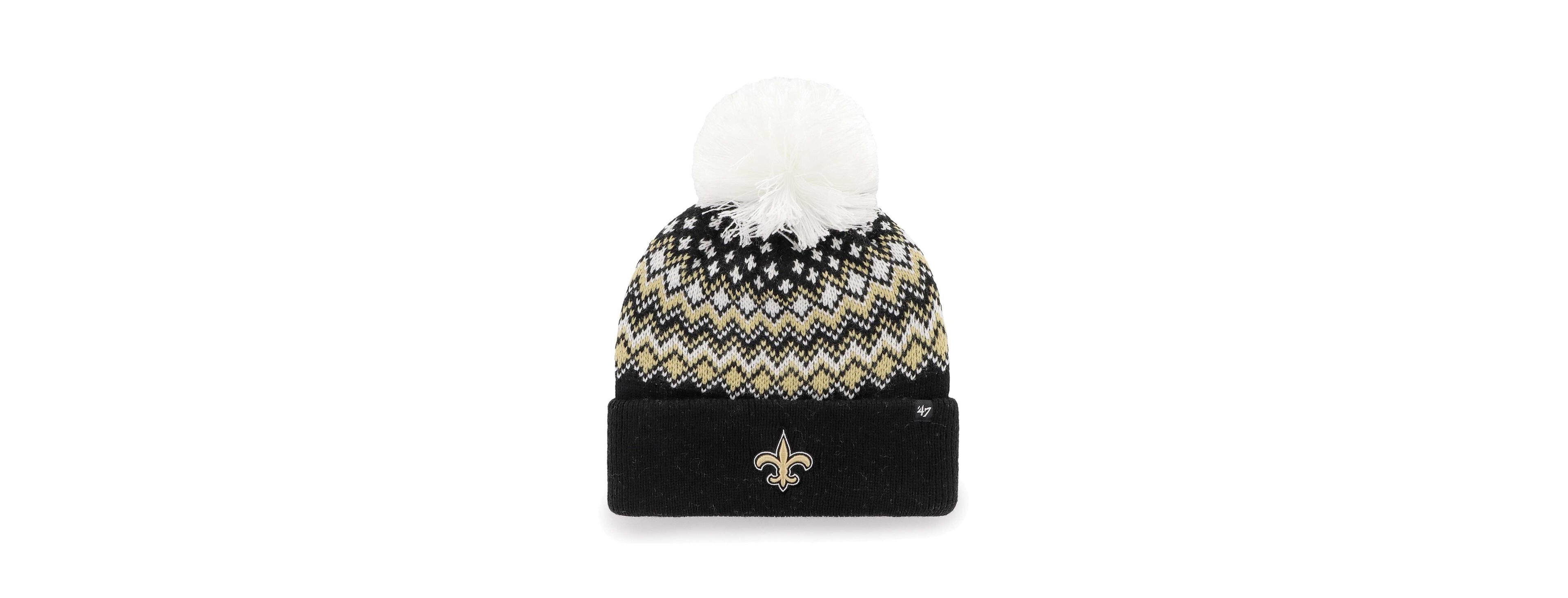 Women's '47 Brand Black New Orleans Saints Elsa Cuffed Knit Hat with Pom