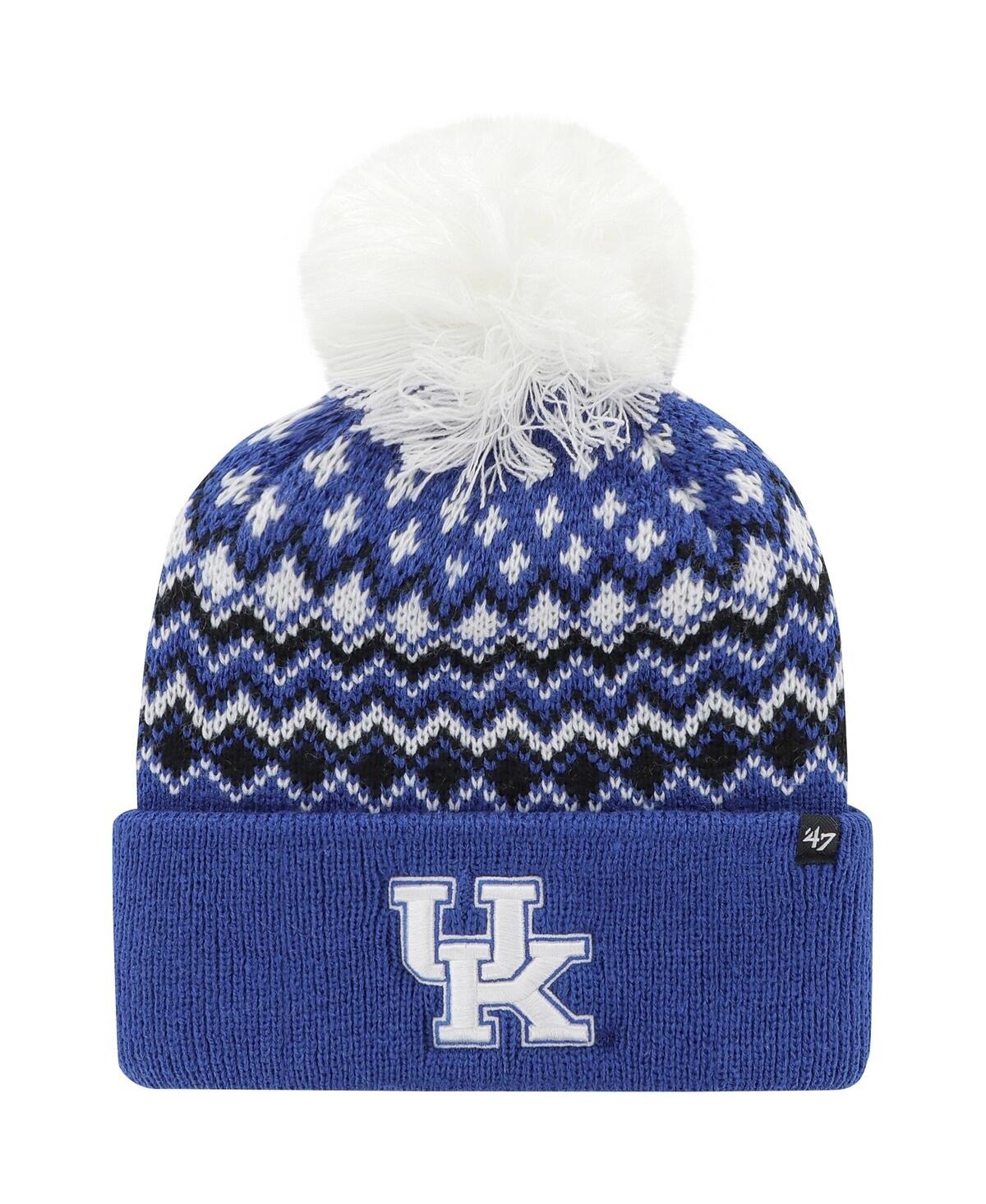 47 Brand Women's ' Royal Kentucky Wildcats Elsa Cuffed Knit Hat With Pom In Blue
