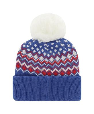 Women's Blue New York Rangers Elsa&nbsp;Cuffed Knit Hat with Pom