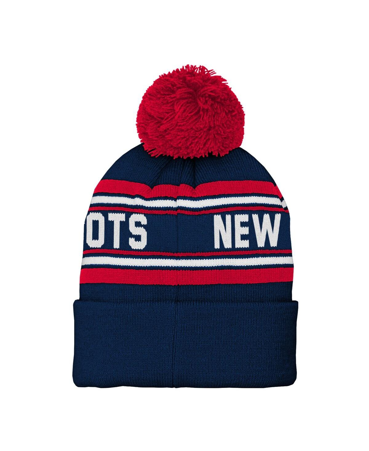 Preschool Boys and GirlsNew England Patriots Jacquard Cuffed Knit Hat with Pom - Navy