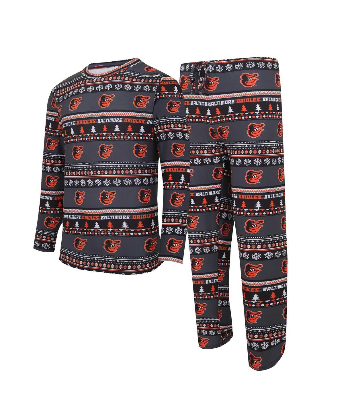 Men's Concepts Sport Black Baltimore Orioles Knit Ugly Sweater Long Sleeve Top and Pants Set - Black