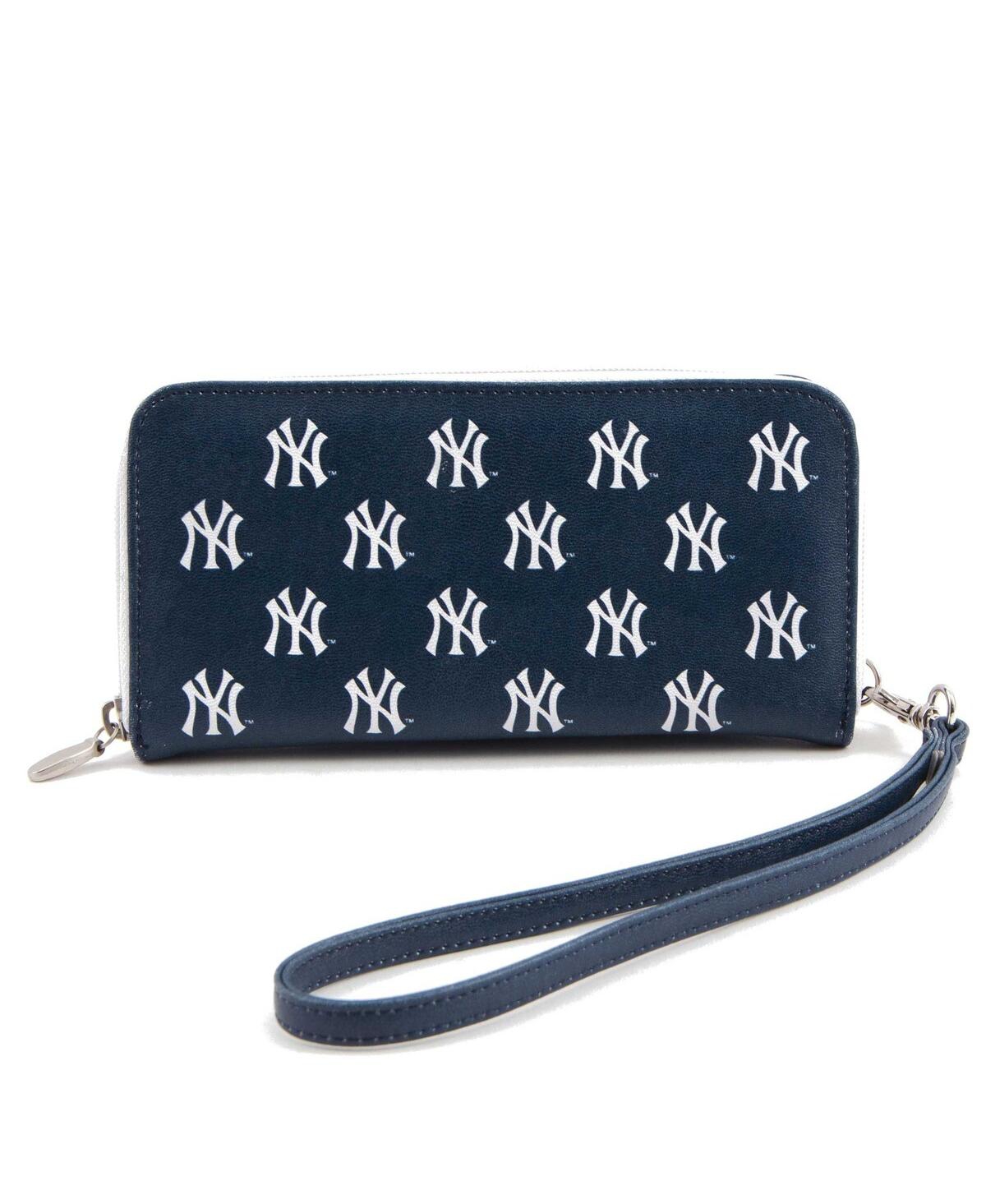 Shop Eagles Wings Women's New York Yankees Zip-around Wristlet Wallet In Blue