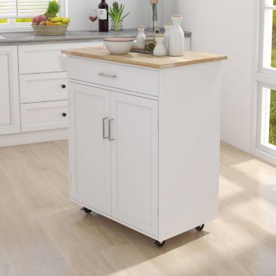Streamdale Rolling Kitchen Cart with Towel Rack and Wood Top