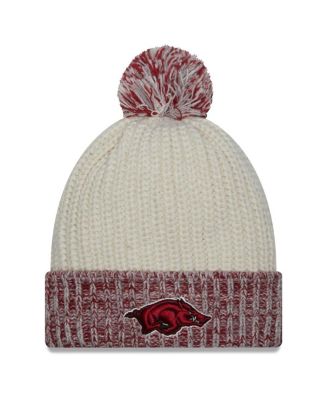 Women's New Era Cream Arkansas Razorbacks Fresh Cuffed Knit Hat with ...