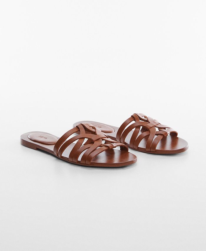 MANGO Women's Leather Straps Sandals - Macy's