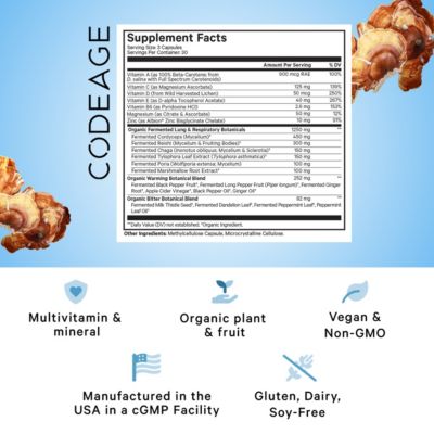 Lungs Vitamins, A, C, D, E, B6, Milk Thistle Lung Supplement, Zinc & Magnesium, Cordyceps, Reishi, Chaga, Poria, Tylophora, Ginger 90 Capsules