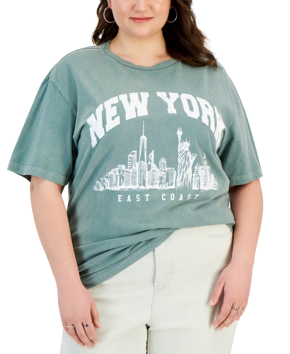 Trendy Plus Size New York Graphic T-Shirt - Lily Pad