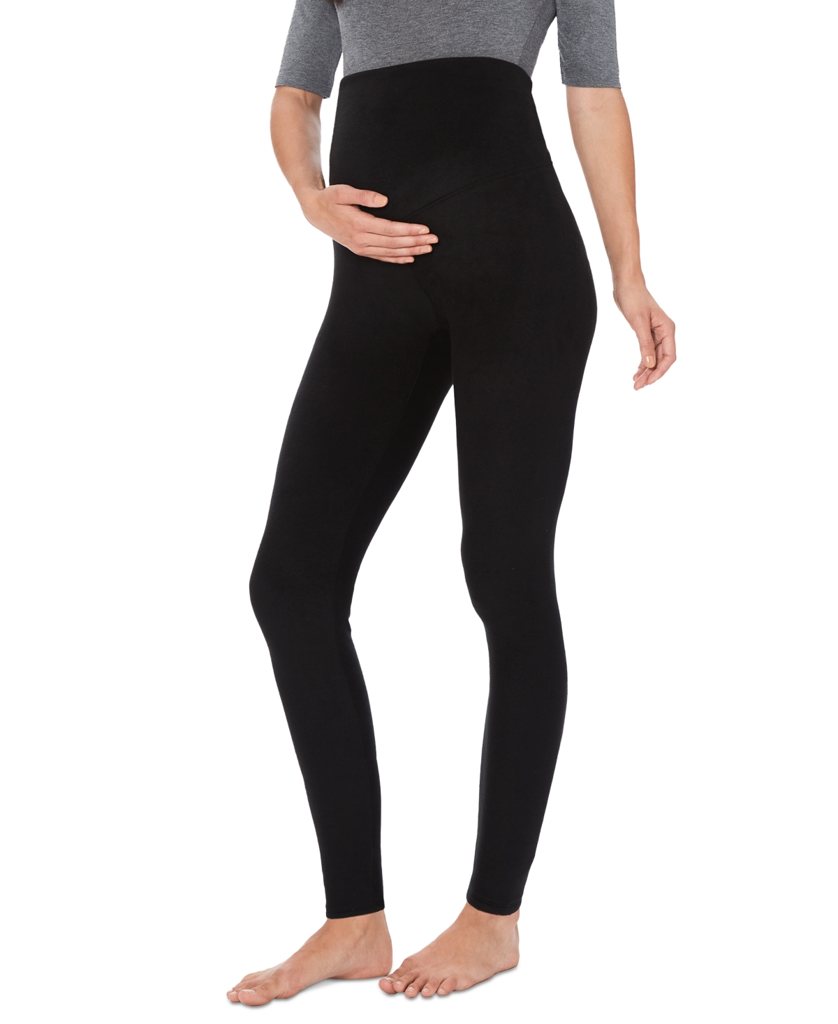 Shop Cuddl Duds Women's Stretch Fleece Maternity Leggings In Black
