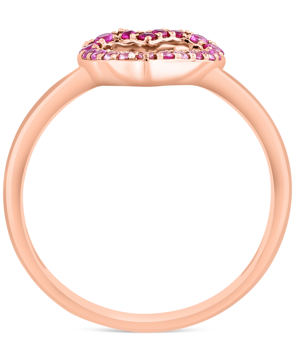 Effy Pink Sapphire (1/6 ct. t.w) & Ruby (1/20 ct. t.w.) Ombre Open Heart Ring in 14k- Rose Gold
