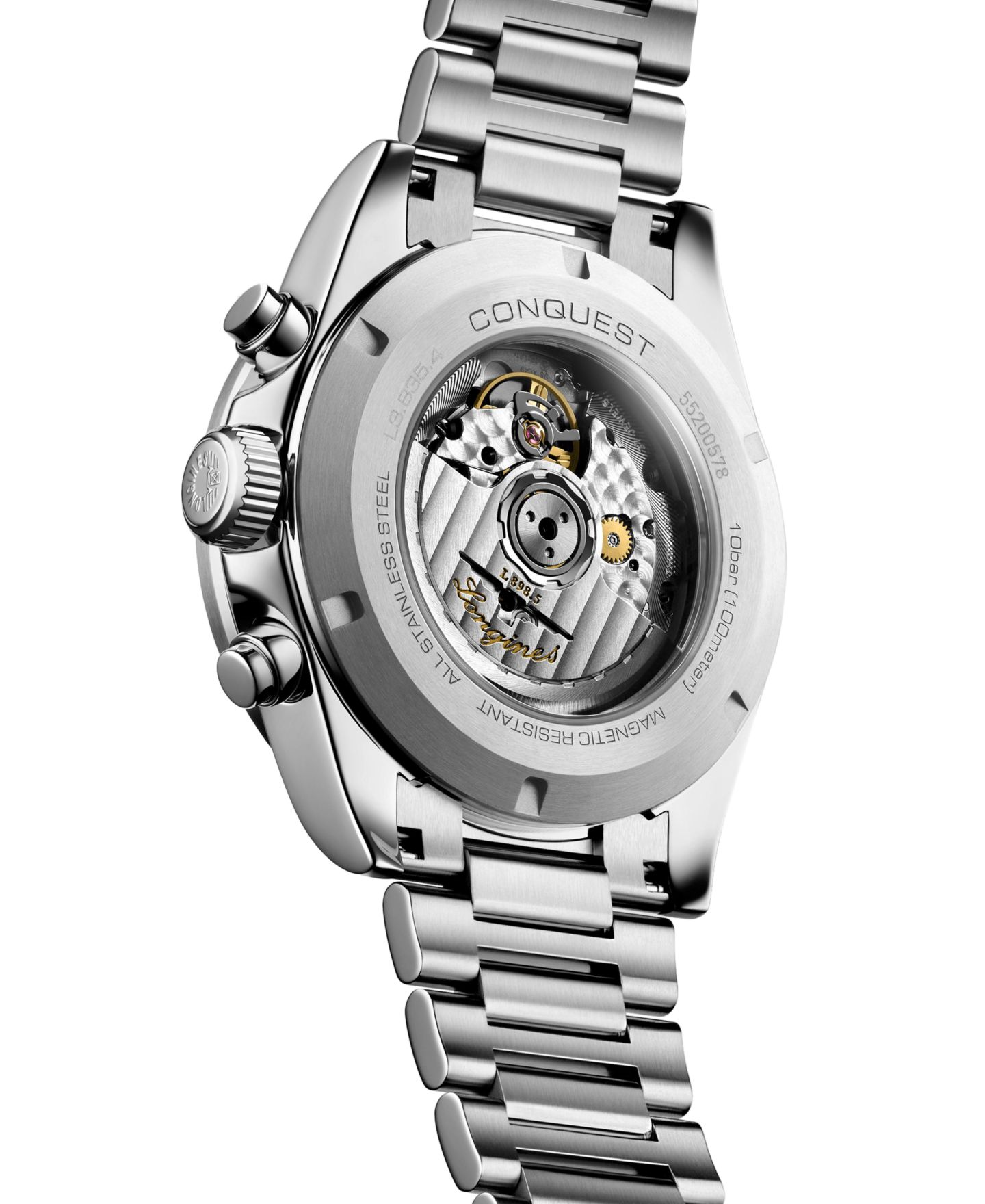Мужские часы Longines Swiss Automatic Chronograph Conquest Stainless Steel Bracelet Watch 42mm — фото 3