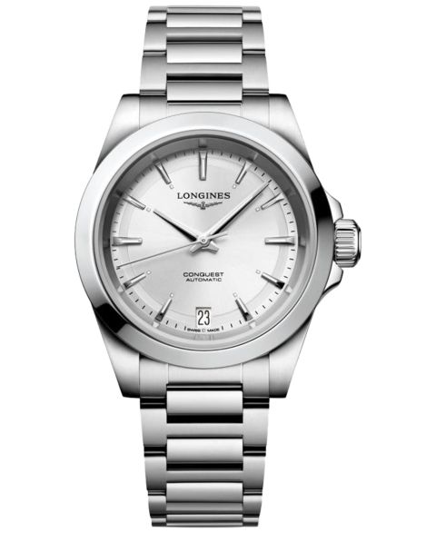 Женские часы Longines Swiss Automatic Conquest Stainless Steel Bracelet Watch 34mm