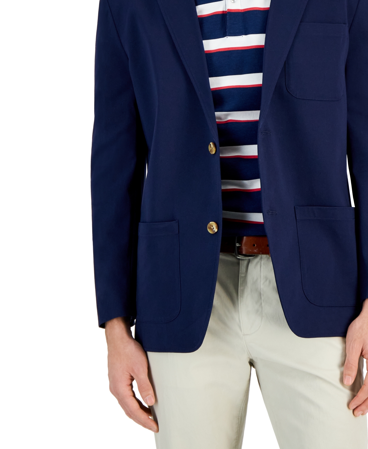 Shop Club Room Men's Varsity-inspired Unstructured Blazer, Created For Macy's In Navy Blue