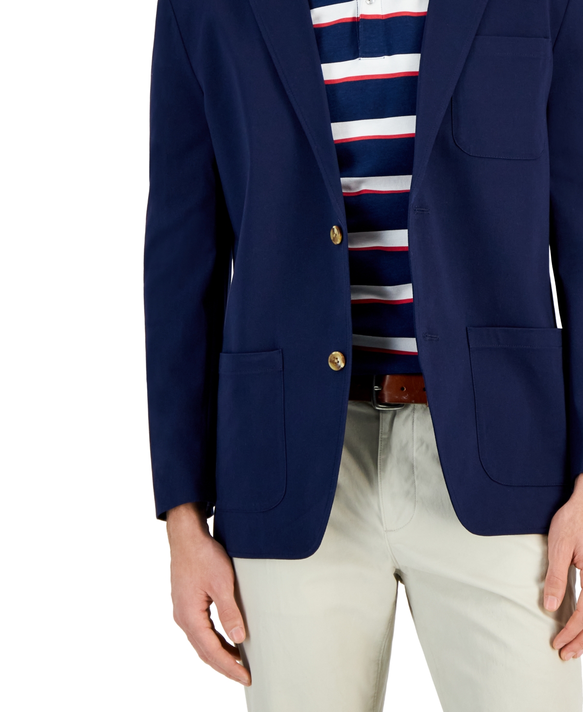 Club Room Men's Varsity-inspired Unstructured Blazer, Created For Macy's In Navy Blue