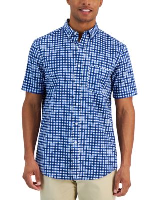 Club Room Men's Gingham Poplin Shirt, Created for Macy's - Macy's