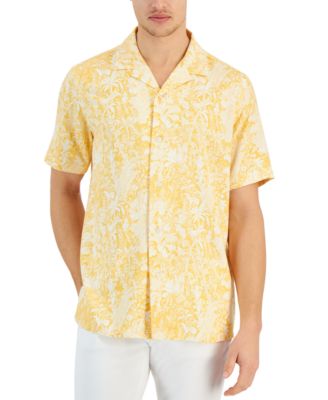 Club Room - Men's Regular-Fit Tropical-Print Button-Down Camp Shirt
