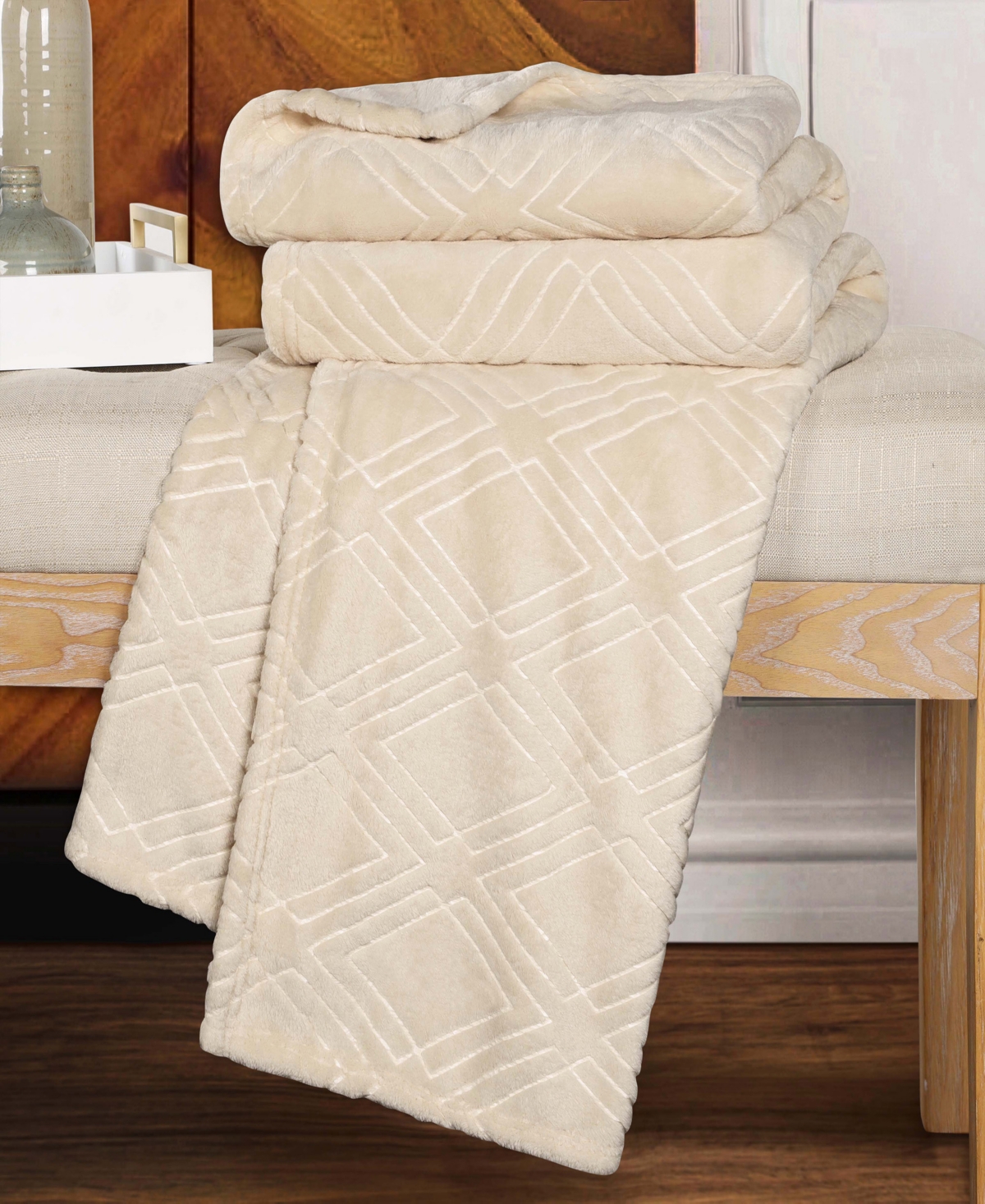 Superior Diamond Flannel Fleece Plush Ultra-Soft Blanket, King