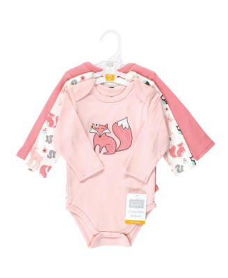 Girls Essential All-Cotton Long-Sleeve Bodysuit Triple Pack