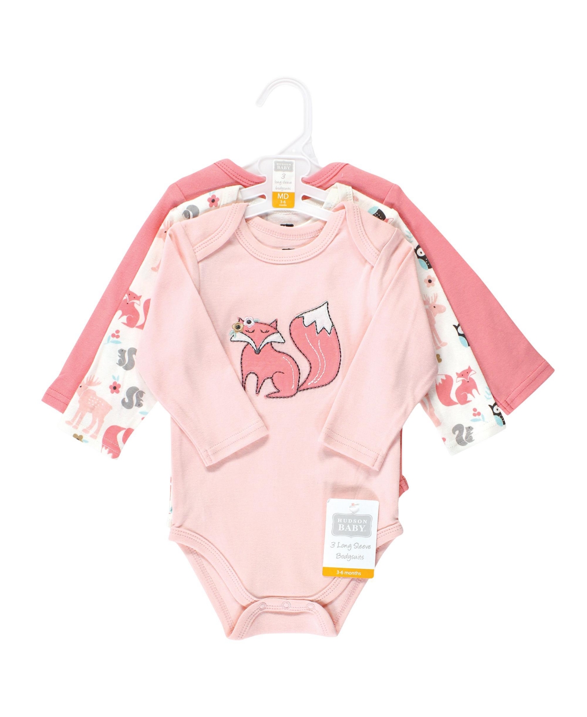 Hudson Baby Baby Girls Cotton Long-Sleeve Bodysuits, 3-Pack - Forest girl