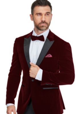 Men's 2-Piece Velvet Birdseye Lapel Slim-Fit Tuxedo