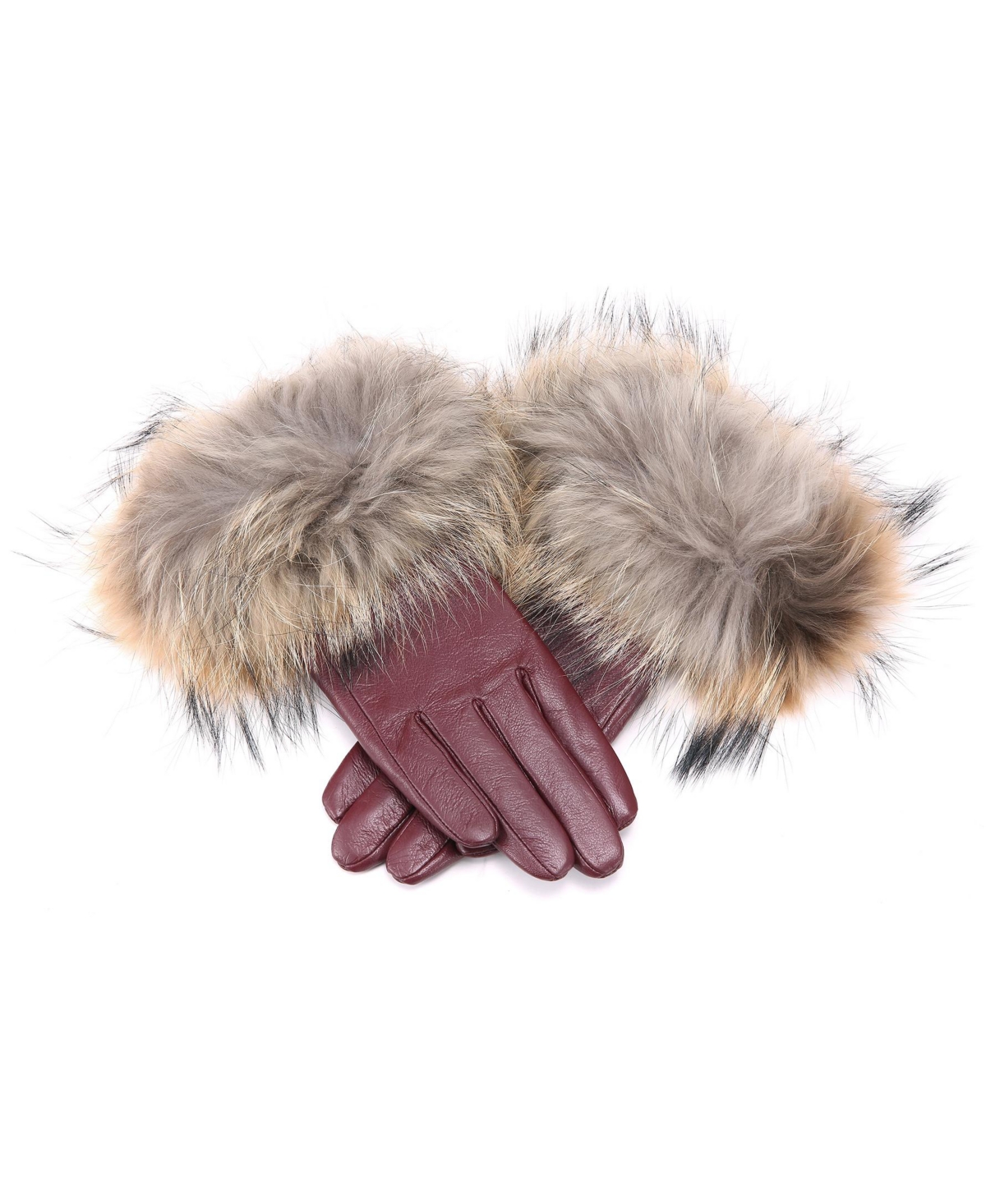 Women's Fur Strength Touchscreen Sheepskin Glove - Burgundy