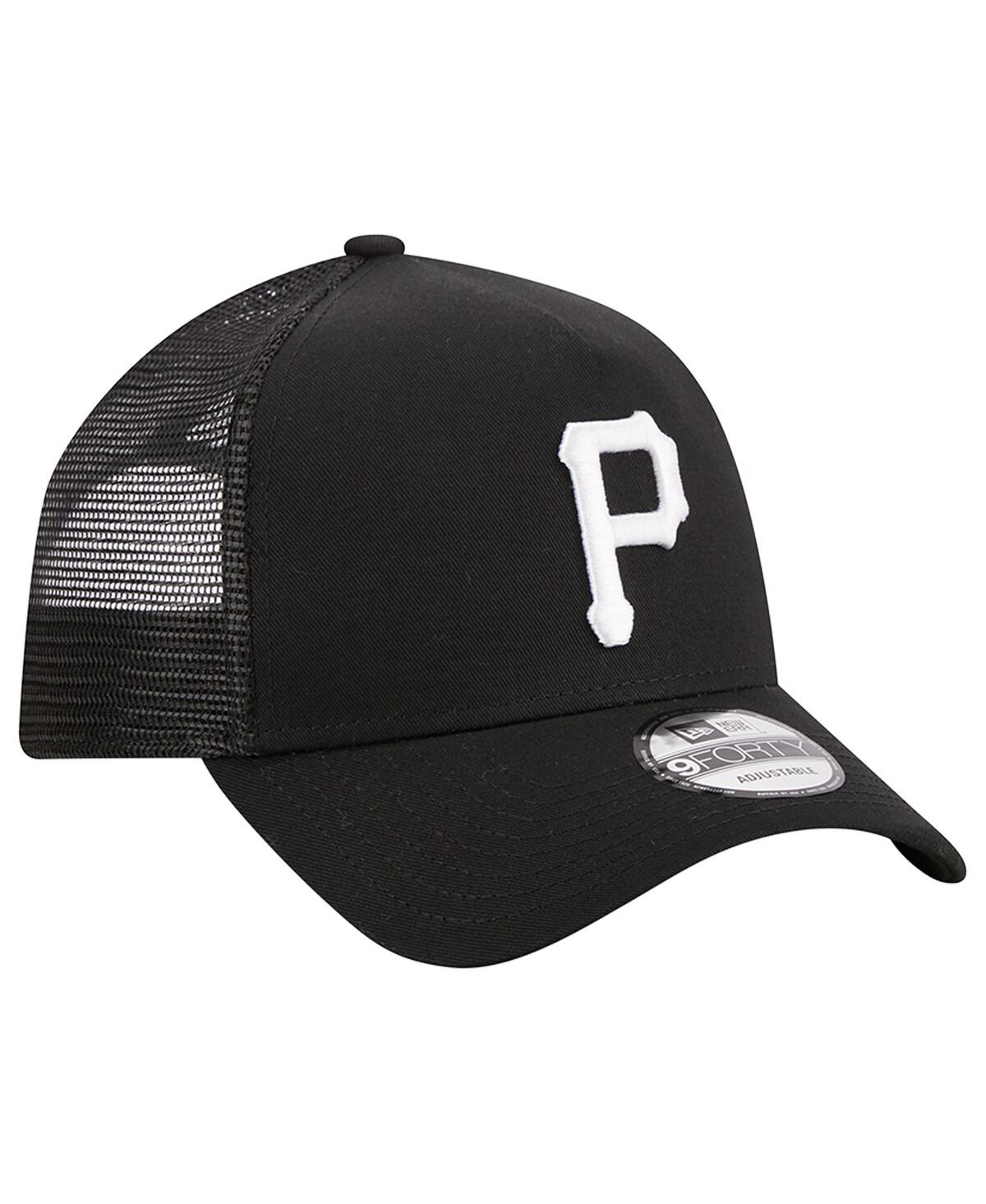 New Era Black Pittsburgh Pirates A-frame 9forty Trucker Adjustable Hat In Black
